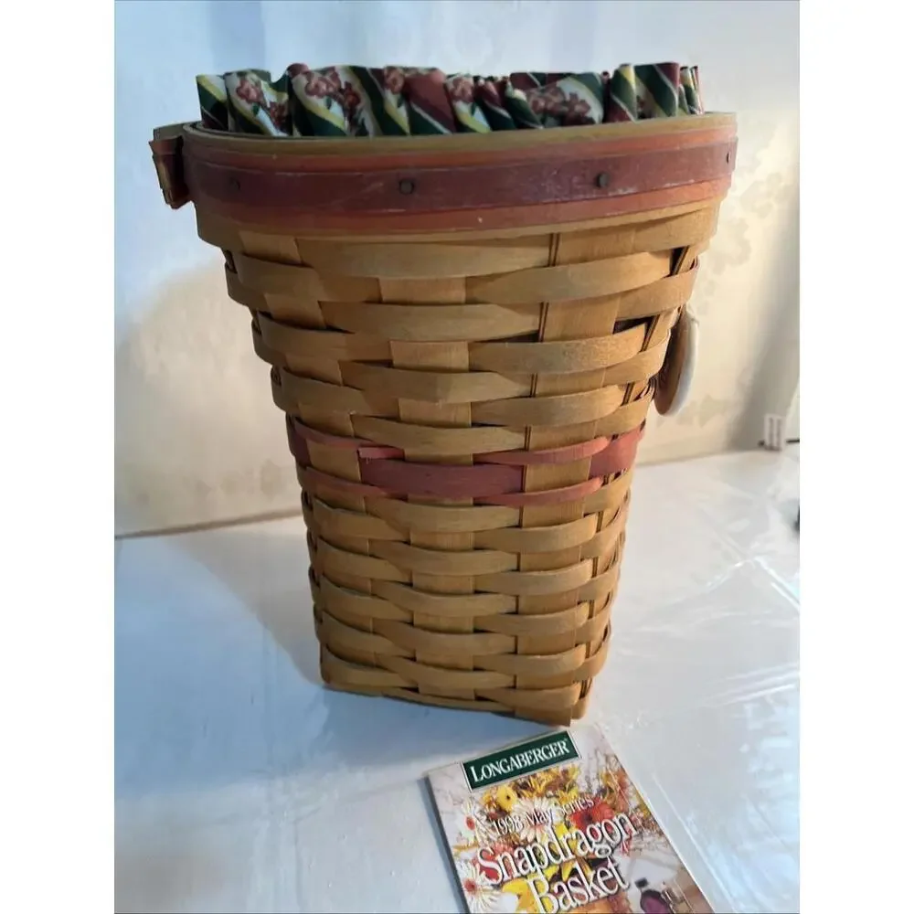 Longaberger 1998 May Series Snapdragon Basket w/Liner, Protector and Tie-on
